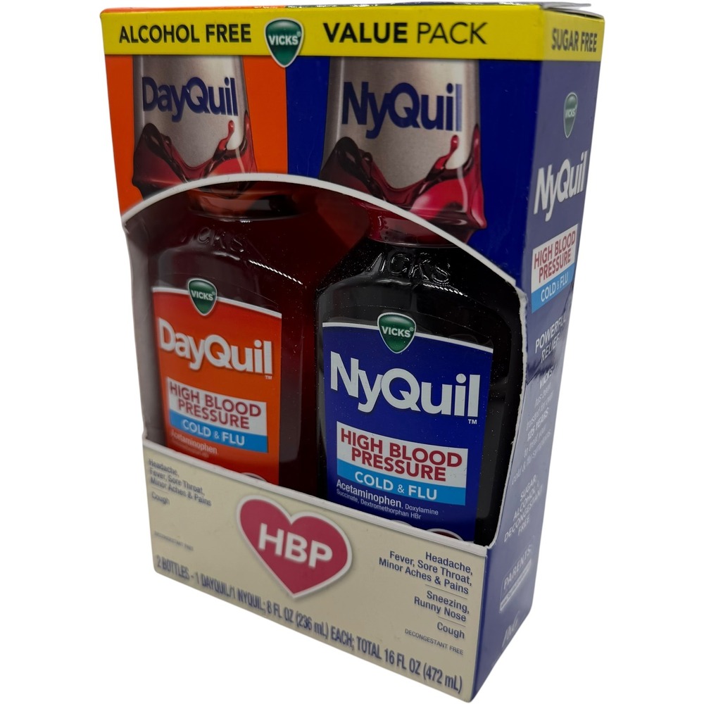 Vicks DayQuil NyQuil High Blood Pressure Cold & Flu Relief Value Pack New